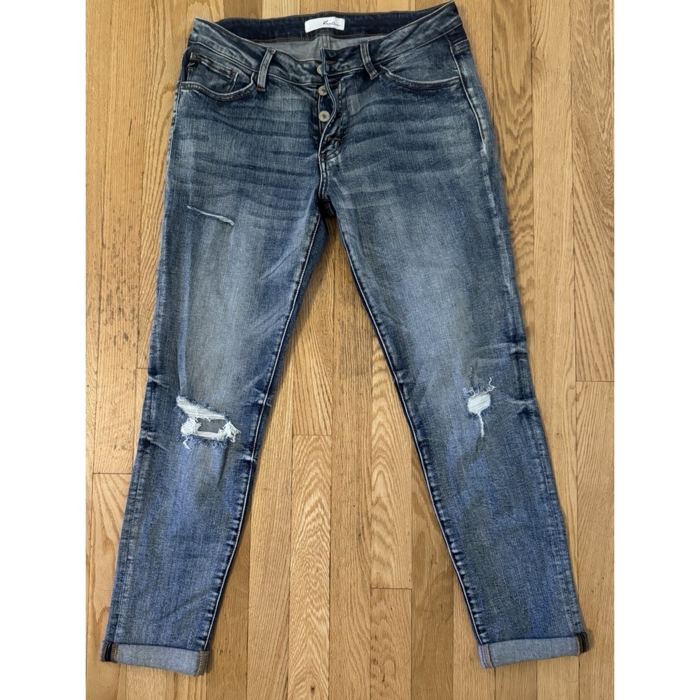 KanCan Women's Skinny Jeans Medium Wash Blue Distressed Stretch 11/29